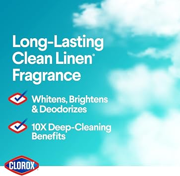 Clorox Splash-Less Bleach, Concentrated Formula, Clean Linen, 40 Ounce Bottle - Pack of 2 (Package May Vary)