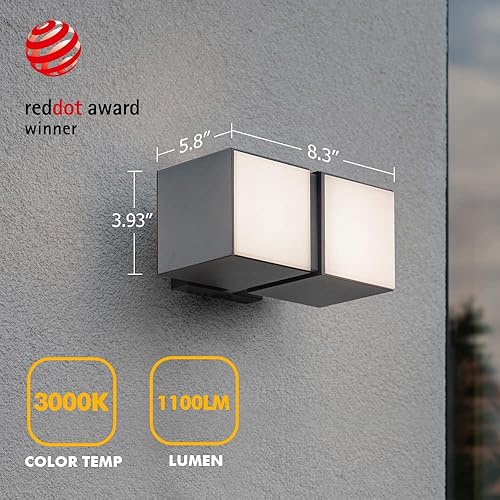 Miniatura 5 de LUTEC Cuba - Lámpara de pared LED para porche de 3000 K, 1100 lúmenes, para exteriores, moderna lámpara de pared, lámpara de pared impermeable para