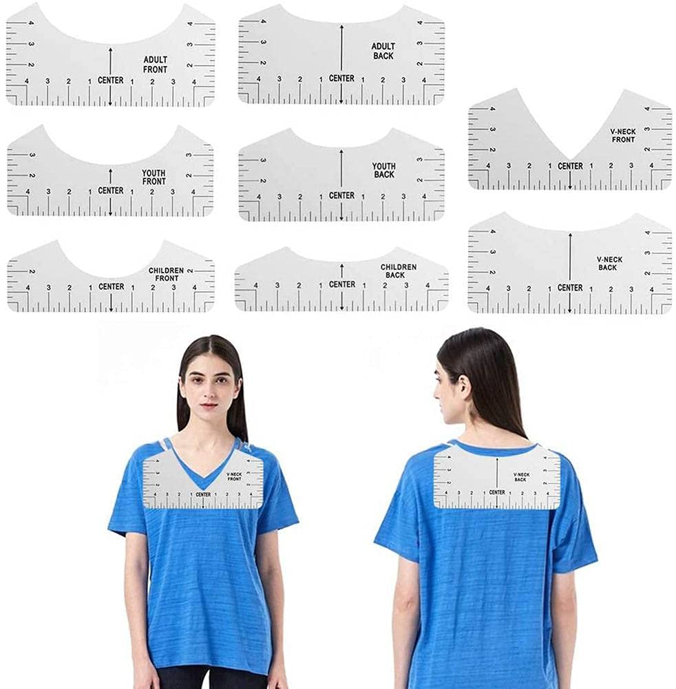 LZYqwq 8 stuks T-shirt Alignment Craft Liniaal Set, DIY T-Shirt Guide Liniaal Uitlijning Tool, T-Shirt Linialen voor het ontwerpen van kleding, inclusief V-hals, voor volwassenen, jeugd en kinderen LZYqwq 8 stuks T-shirt Alignment Craft Liniaal Set, DIY T-Shirt Guide Liniaal Uitlijning Tool, T-Shirt Linialen voor het ontwerpen van kleding, inclusief V-hals, voor volwassenen, jeugd en kinderen