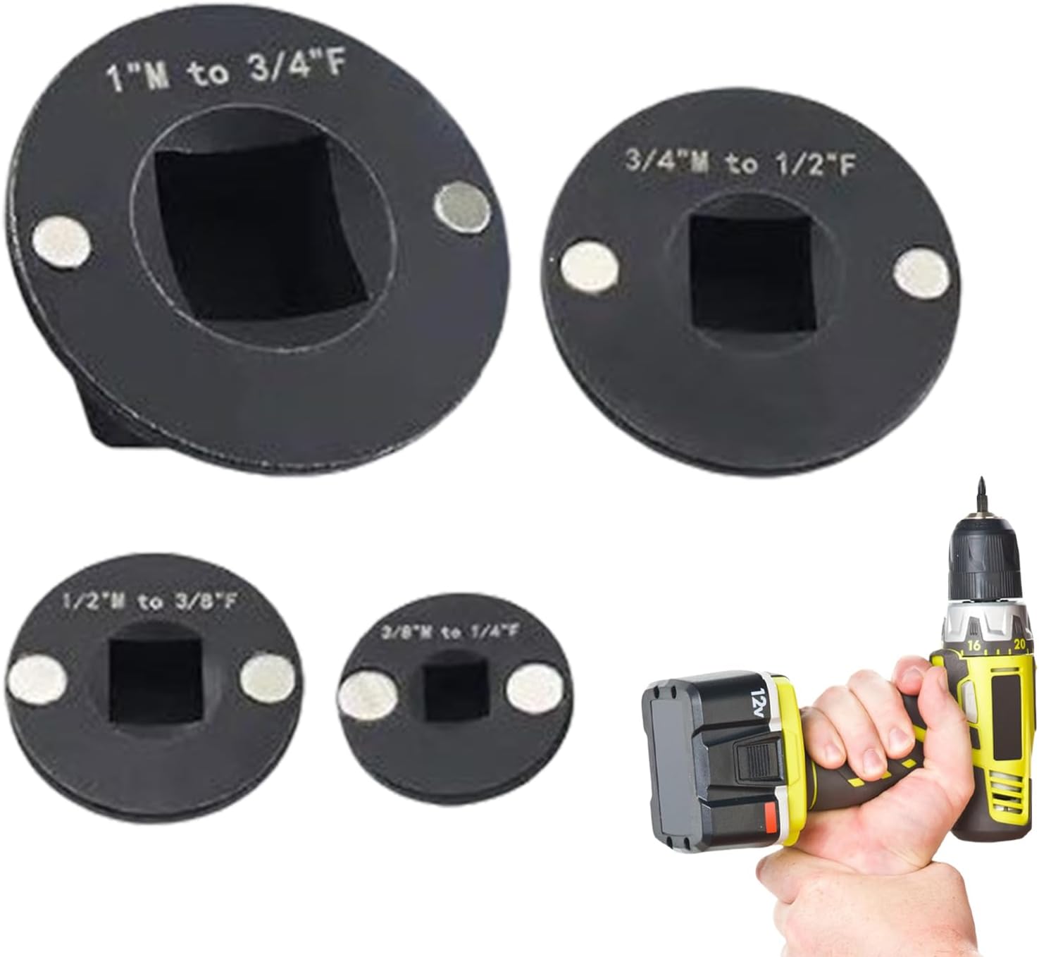 ロープロファイル ソケットアダプター | アダプター セット - 4ピース ドライブ アクセサリー エクステンション ラチェット レ