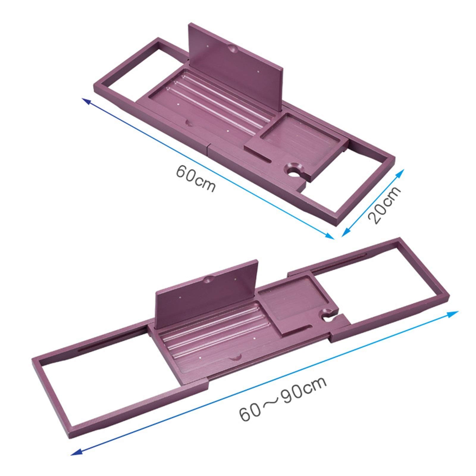 Badewannentabletts, Badewannengestell, multifunktional, einziehbar, rutschfeste Badewannenstütze, Badezimmer für Zuhause, Badewannentablett (Farbe: Lila, Größe: 60 x 20 cm) (Lila 60 x 20 cm)