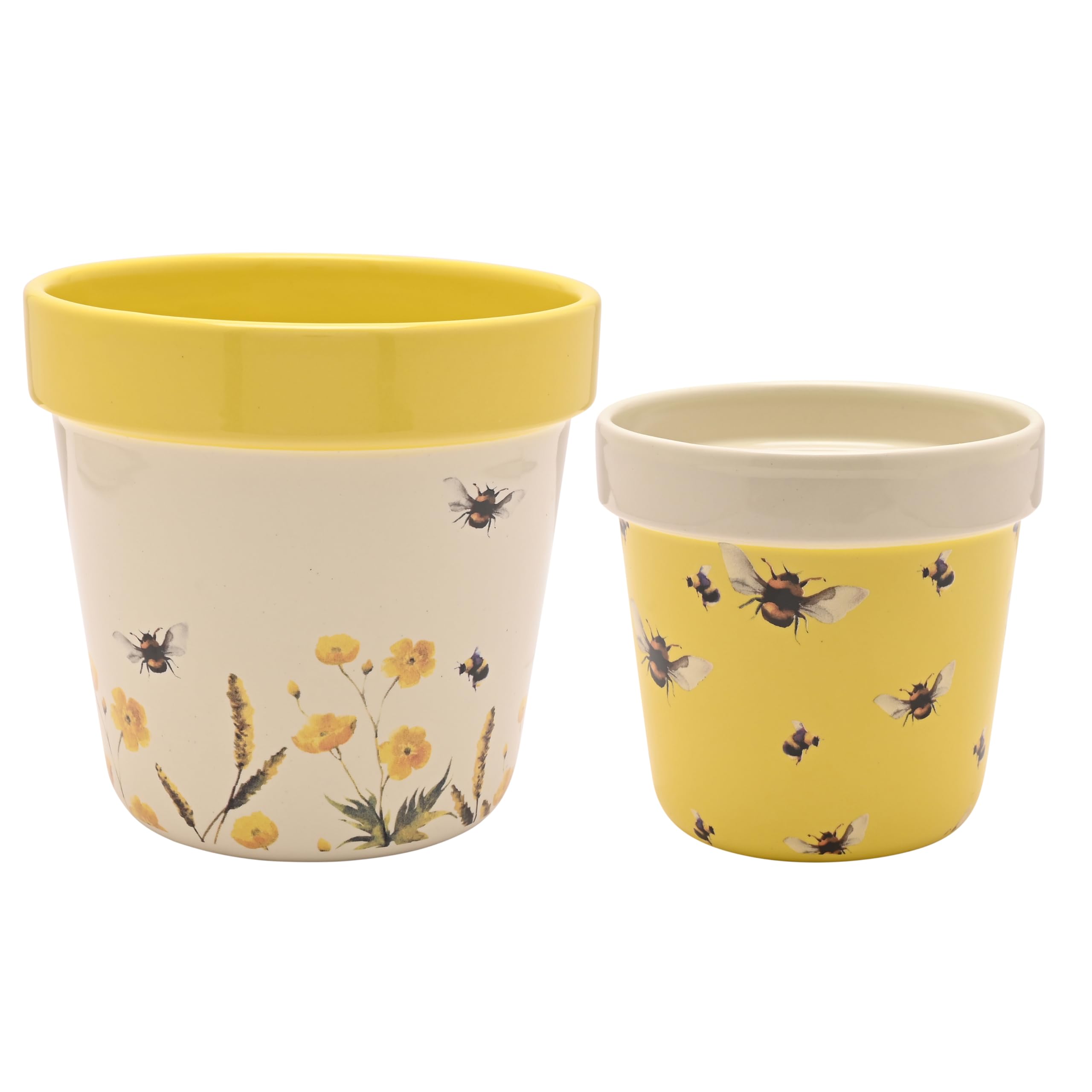 Country Living - Planter Set - Bee Motif - Yellow