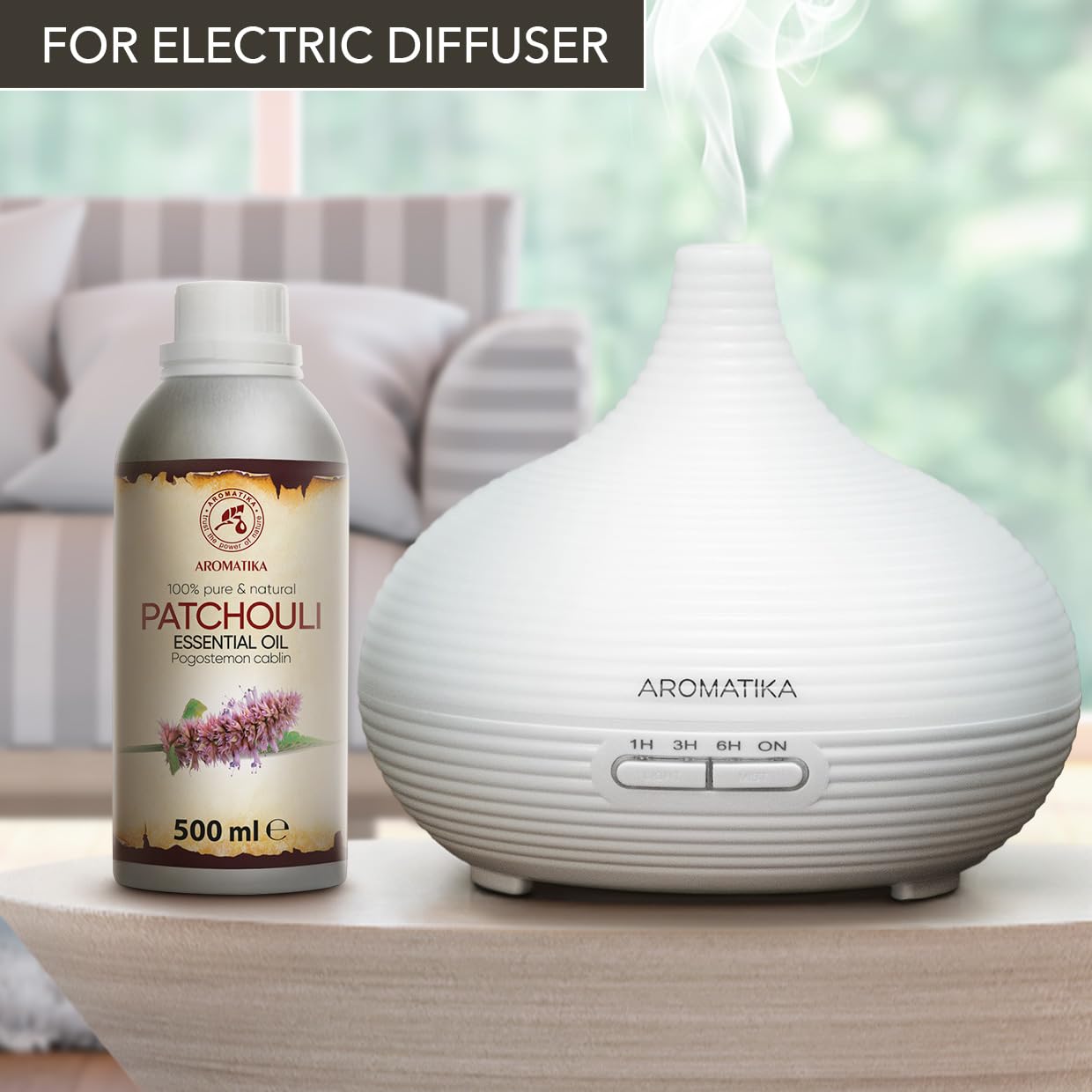 Ätherisches Patchouliöl 500ml - Pogostemon Cablin - Patschuliöl Naturrein - Aromaöl aus der Glasflasche für Aromatherapie in Diffusers und Duftlampen - Patchouli Öl für Duftkerzen und Seifen