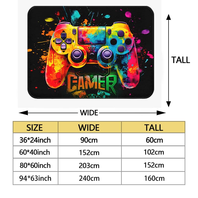 Gaming Rug for Boys Bedroom,Video Game Carpet with Gaming Theme Design,Gamer Rug for Room 60x40in