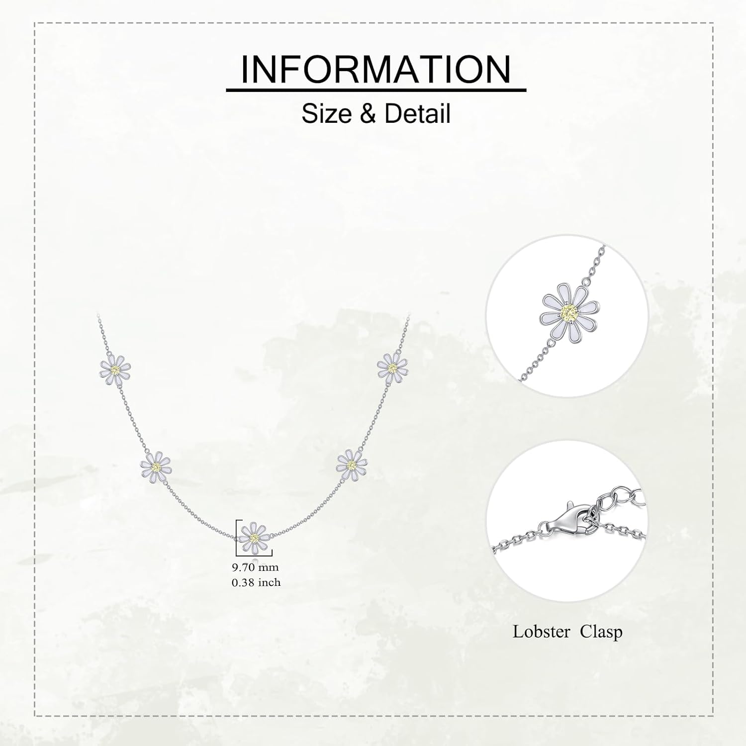 URONE Daisy Necklace 925 Sterling Silver Daisy Choker Necklace Flower Jewelry Gift For Women - Image 5