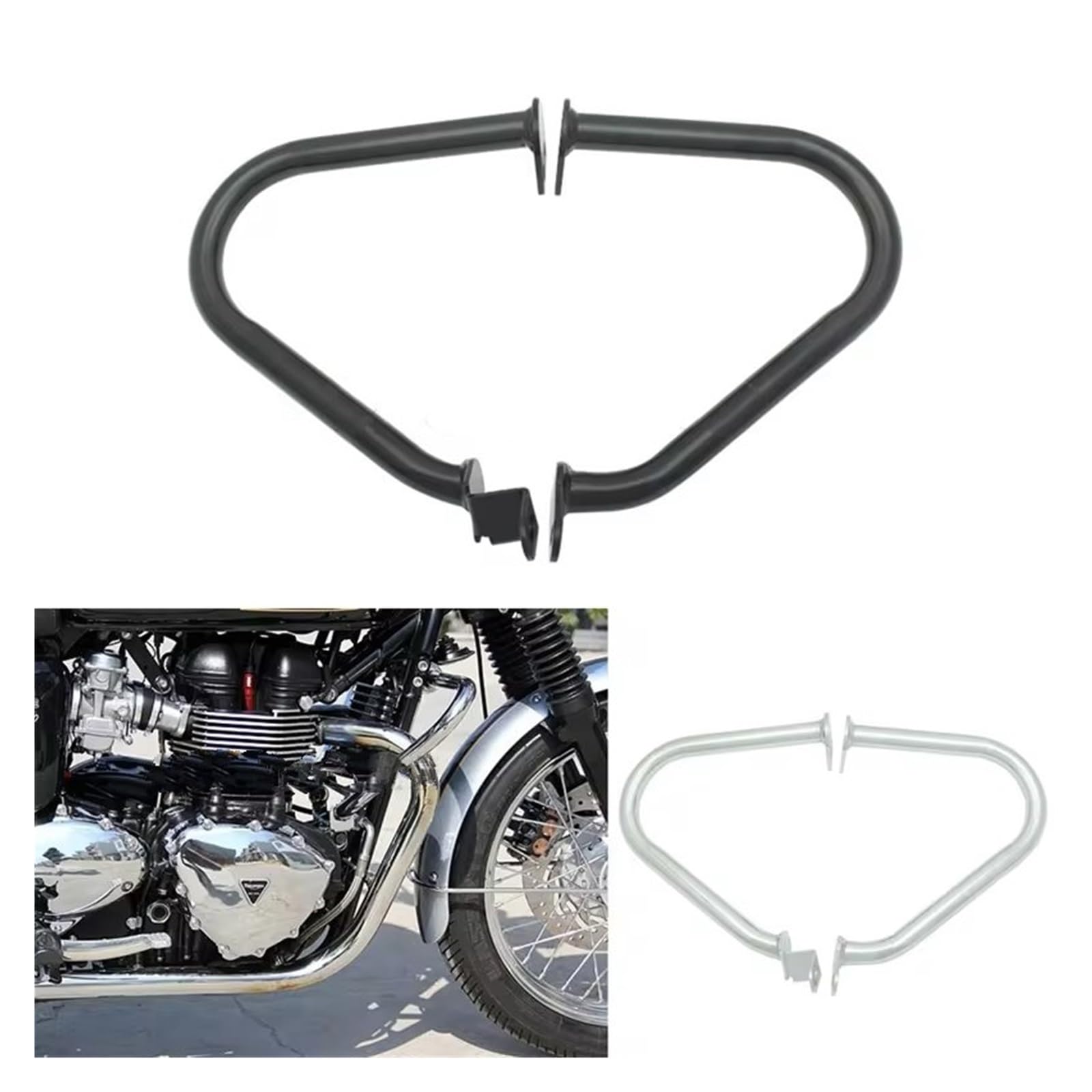 Defensas De Motor para Triumph para Bonneville para T100 para Thruxton para 900 2001-2015 Barras De Protección del Motor del Parachoques De La Motocicleta Motocicleta Barra De Choque(Plata)