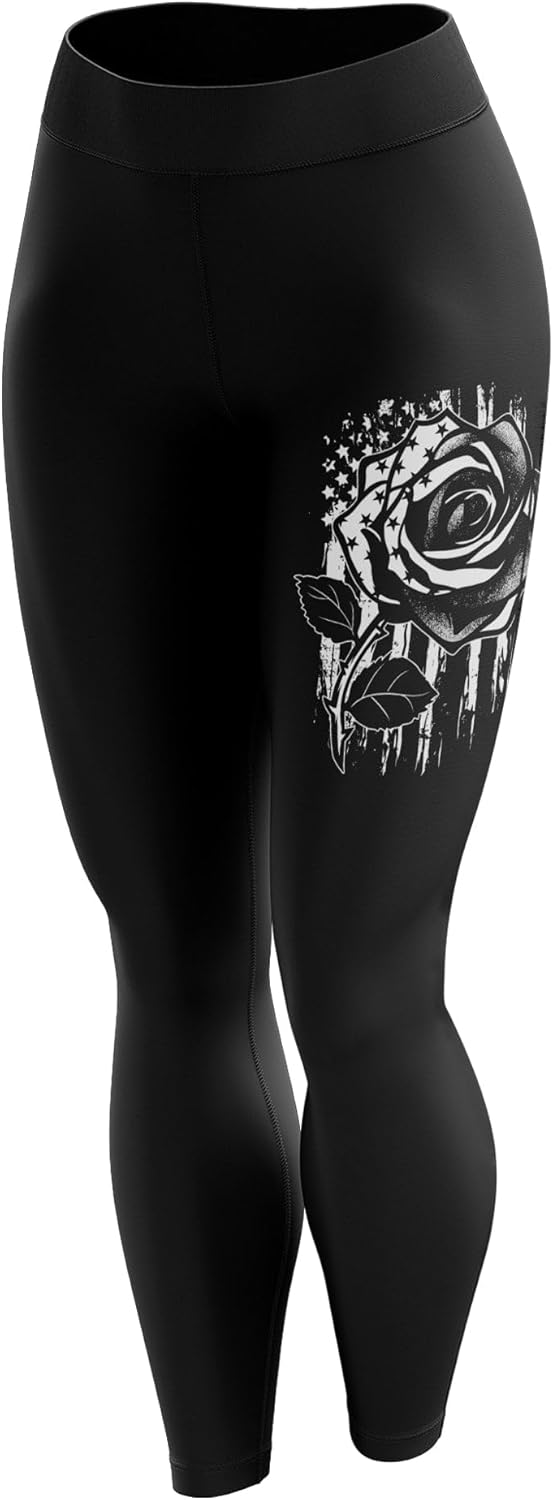 Tactical Pro Supply American Flag Leggings for Women, Workout High Waist Yoga Pants for Ladies