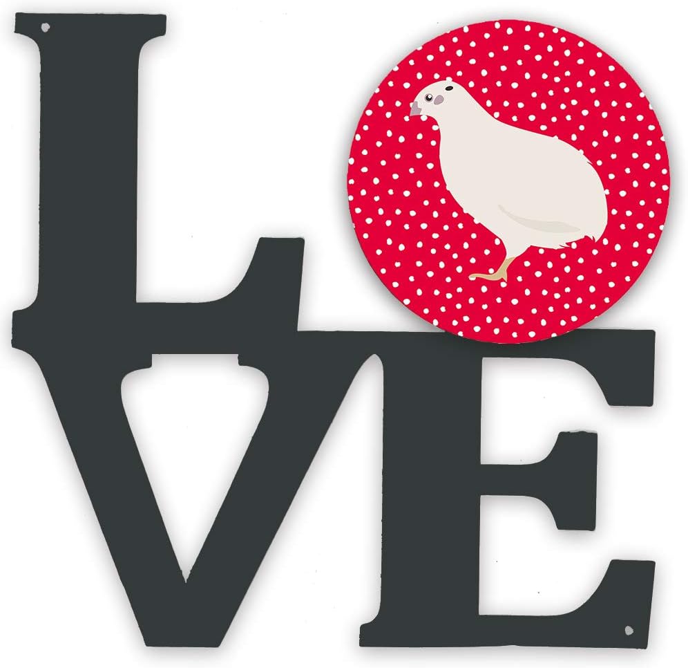 Caroline's Treasures CK5384WALV Texas Quail Love Metal Wall Artwork LOVE, Red Indoor Outdoor Art Decor Patio, Bathroom, Kitchen Colorful Aluminum and Black Steel Sculpture