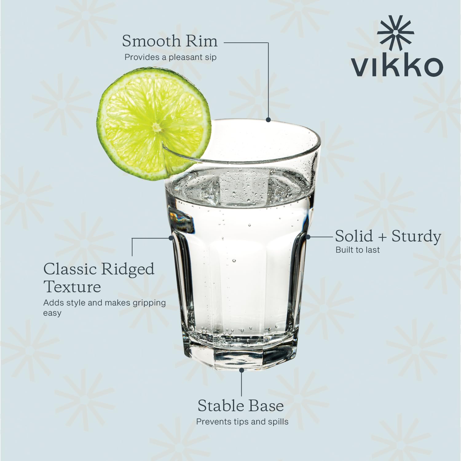 Vikko Vasos para beber, vasos de vidrio de 326.0 g, vasos duraderos para beber, juego de 12, vasos de agua apilables, vasos altos y vasos de agua, vasos de base pesada y vasos de agua, vasos aptos