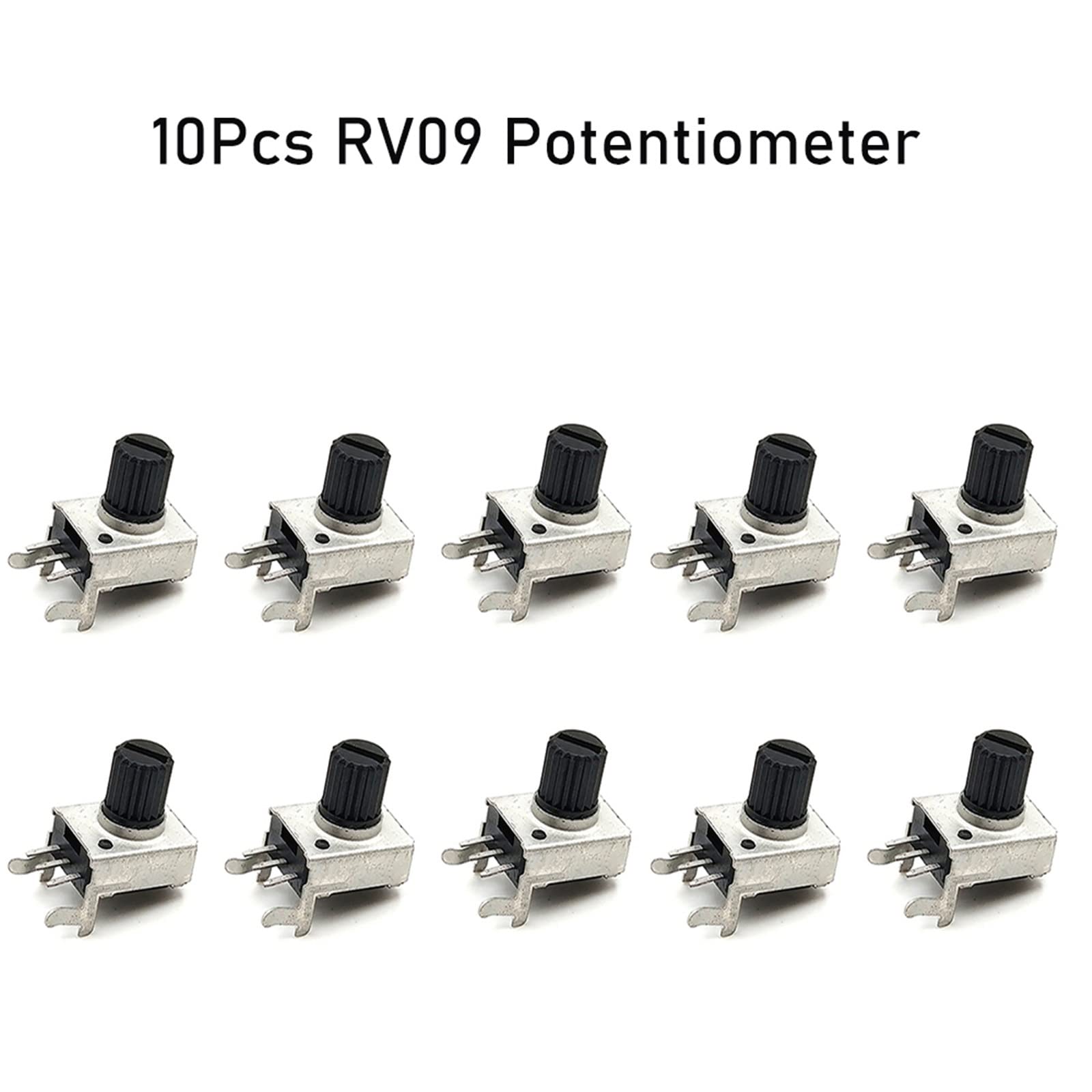 10PCS RV09 Potenziometro 1K/2K/5K/10K/50K/100K/1M 0932 Interruttori Resistenza Rotante Giro Singolo Regolabili Potenziometri Orizzontali (Size : 5K Ohm)