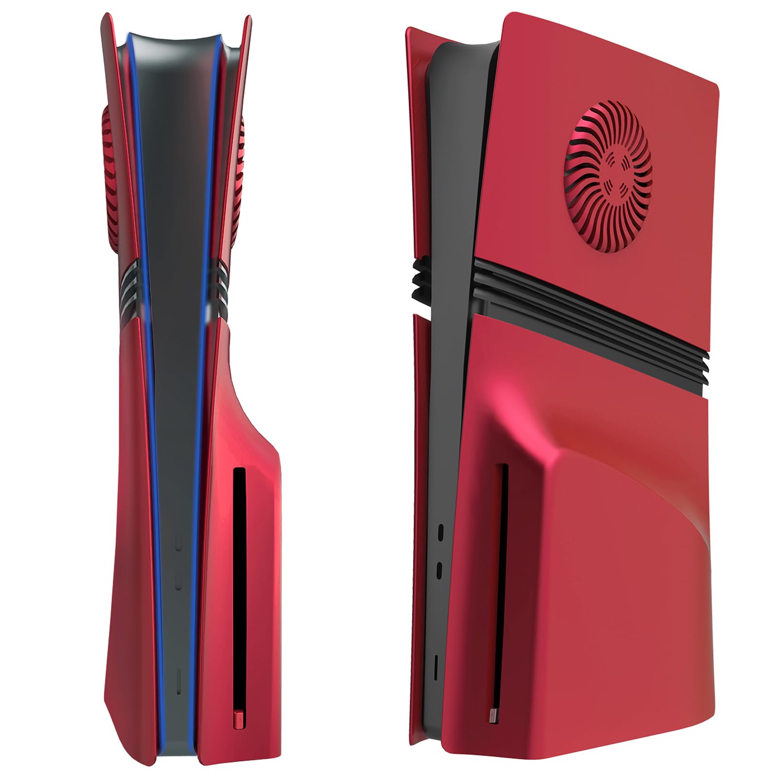 PS5 Pro Console Replacement Plate Cover Faceplate Custom Shell Faceplate Side Panel ABS Case Accessories with Cooling Vent for PS5 Pro Disc Edition, Red