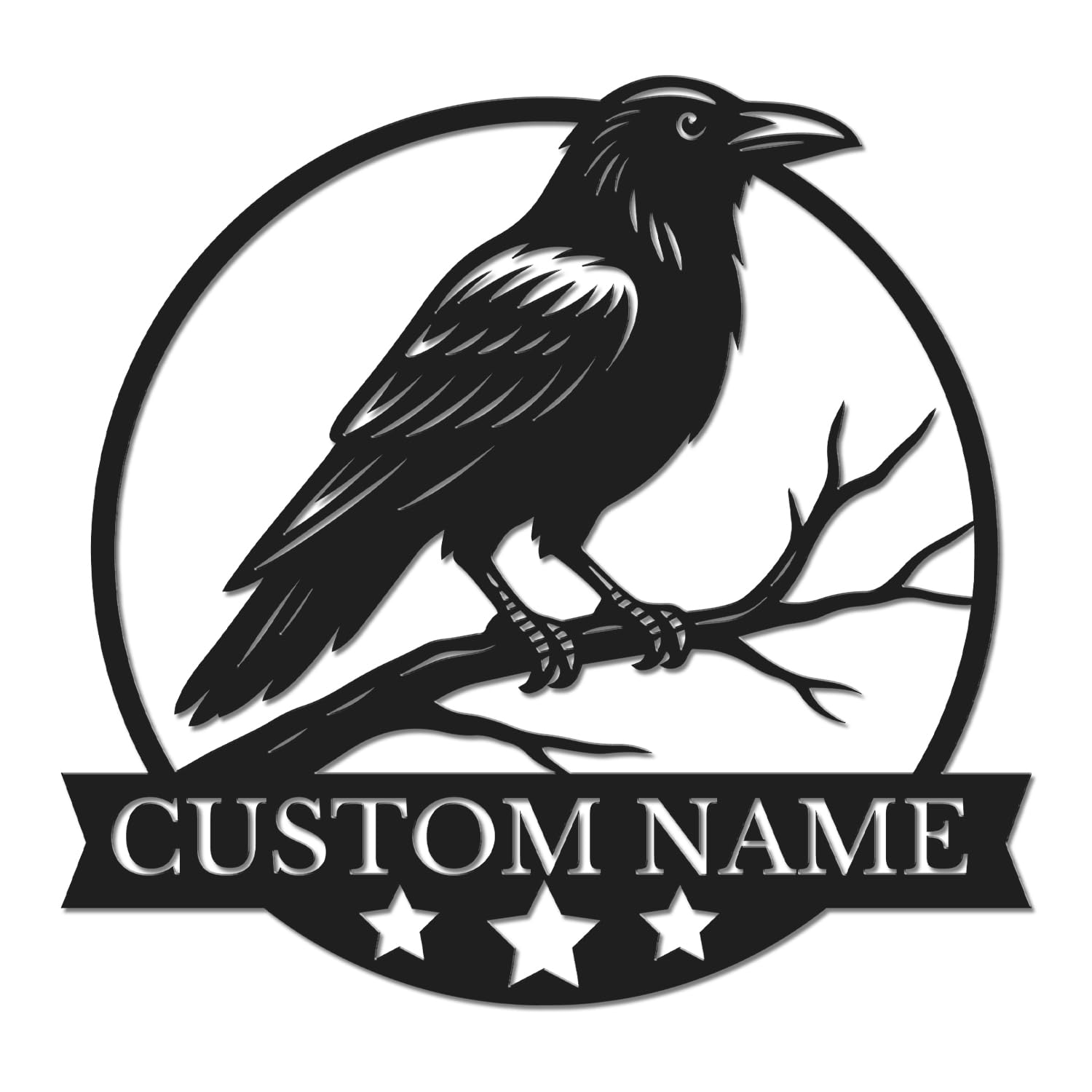 Herbraa Style-5 Personalized Crow Metal Sign, Custom Name Gothic Wall Art, Raven Themed Decor, Mystical Home Accent, Outdoor Garden Plaque, Nature Lover Present (Style-5)