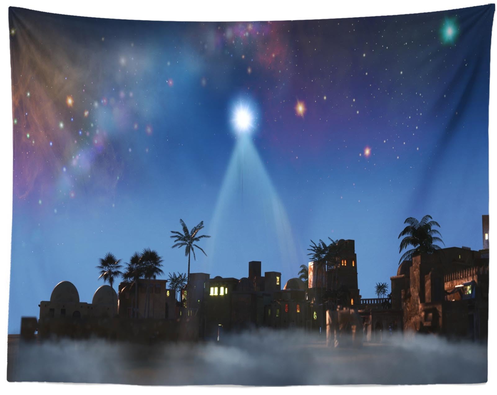 3.5x3m Belén Ciudad Pueblo Fondo Navidad Estrella Noche Fotografía Telón de Fondo Natividad Telón de Fondo Noche de Navidad Pesebre Telón de Fondo Iglesia Decoración de Navidad
