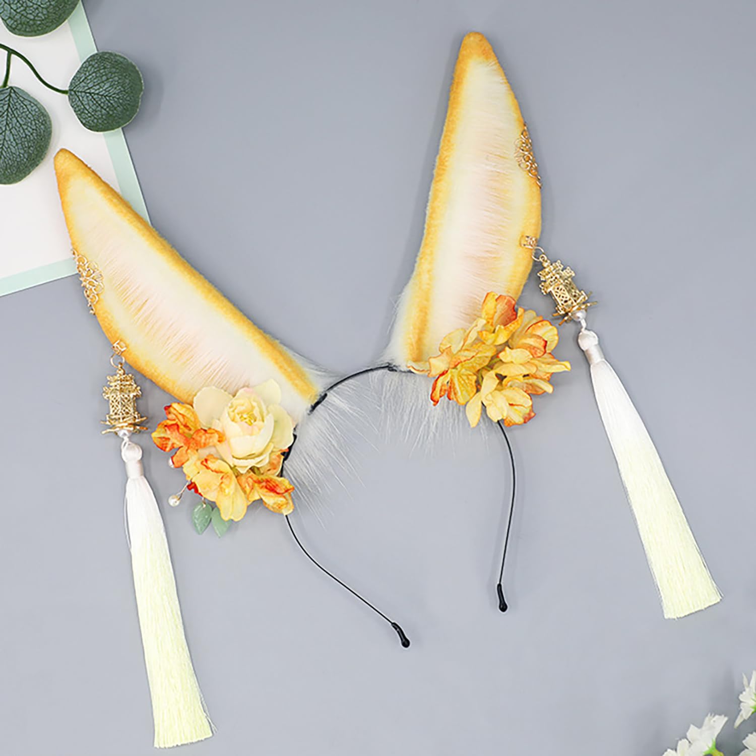 Faylay Women Cosplay Bunny Ears Rabbit Headband Animal Ears Furry Bunny Ears Party Accessories: Yhdw-yellow