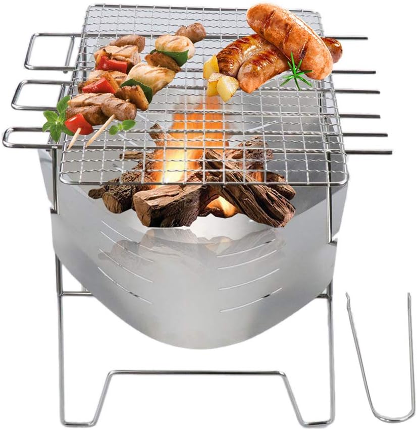 Camping Cookware, Camping Wood Stove Folding Stainless Steel Firewood Buring Stove for BBQ image 5