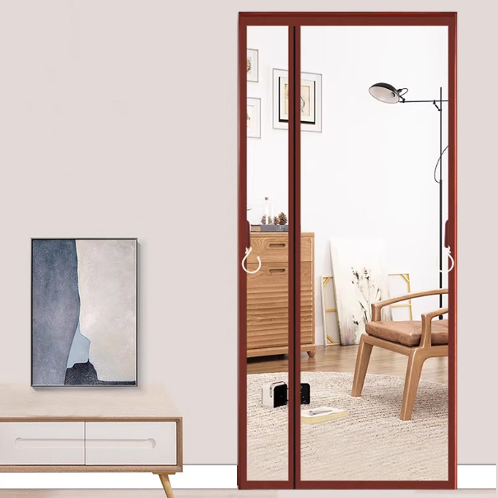 Isolant thermique porte entrée transparent amovible avec fermeture magnétique