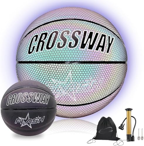 Basketball, Luminous Basketball Gifts, Size 7 Basketball Ball With Pump, Pu Luminous Rainbow Light Basketball, Perfect Basketball Gift For Boys, Silent Basketball For Basketball Game Training