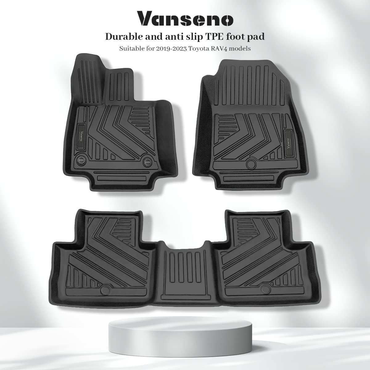 Vanseno Car Floor Mats & Cargo Liners Car Trunk Mats Set Compatible for Toyota Rav4 2023 2022 2021 2020 2019 Rubber Mat All-Weather Protection.(No Hybrid)