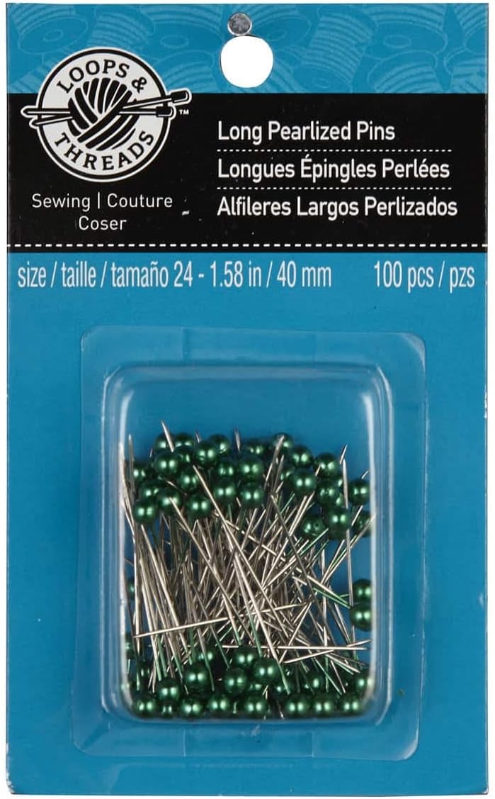Loops & Threads Long Pearlized Pins, 12 Packs: 100 ct. (1,200 Total)