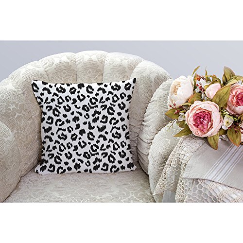 Hgod Designs Leopard Pillow Cover,Decorative Throw Pillow Leopard Print Pillow Cases Cotton Linen Outdoor Indoor Square Cushion Covers For Home Sofa Couch 18X18 Inch Black White #TOP1
