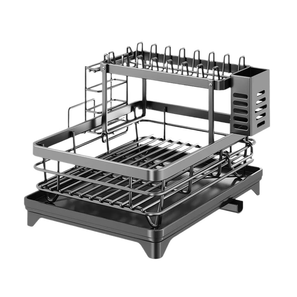 Jobaojiang Stainless Steel Dish Drying Rack With Drainboard, Over Sink Plate Organizer For Kitchen Storage