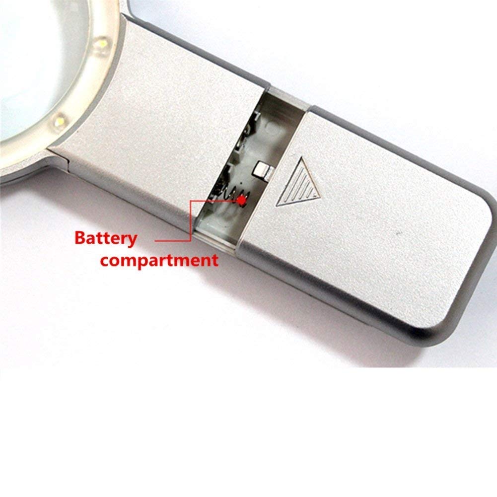 Lenti di ingrandimento, Lente di ingrandimento Portatile con Illuminazione a 10 LED, Comoda Lente di ingrandimento per Lettura da Uomo Anziano, Lente HD 5X, Hobby di Alta