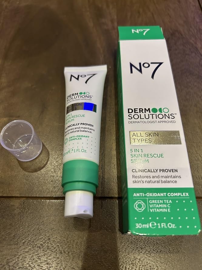 No7 Derm Solutions 5-in-1 Rescue Face Serum - Vitamin C Serum Made with Antioxidants for Uneven Skin Tone, Oiliness & Pores - Helps to Reveal Visibly Healthy & Balanced-Looking Skin (1 fl oz)