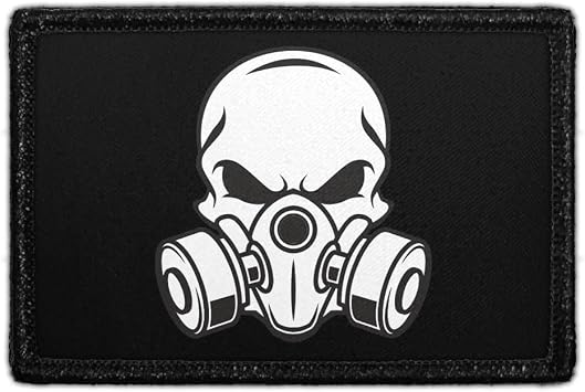 Gas Mask Skull | Hook and Loop Attach for Hats, Jeans, Vest, Coat | 2x3 in | by Pull Patch