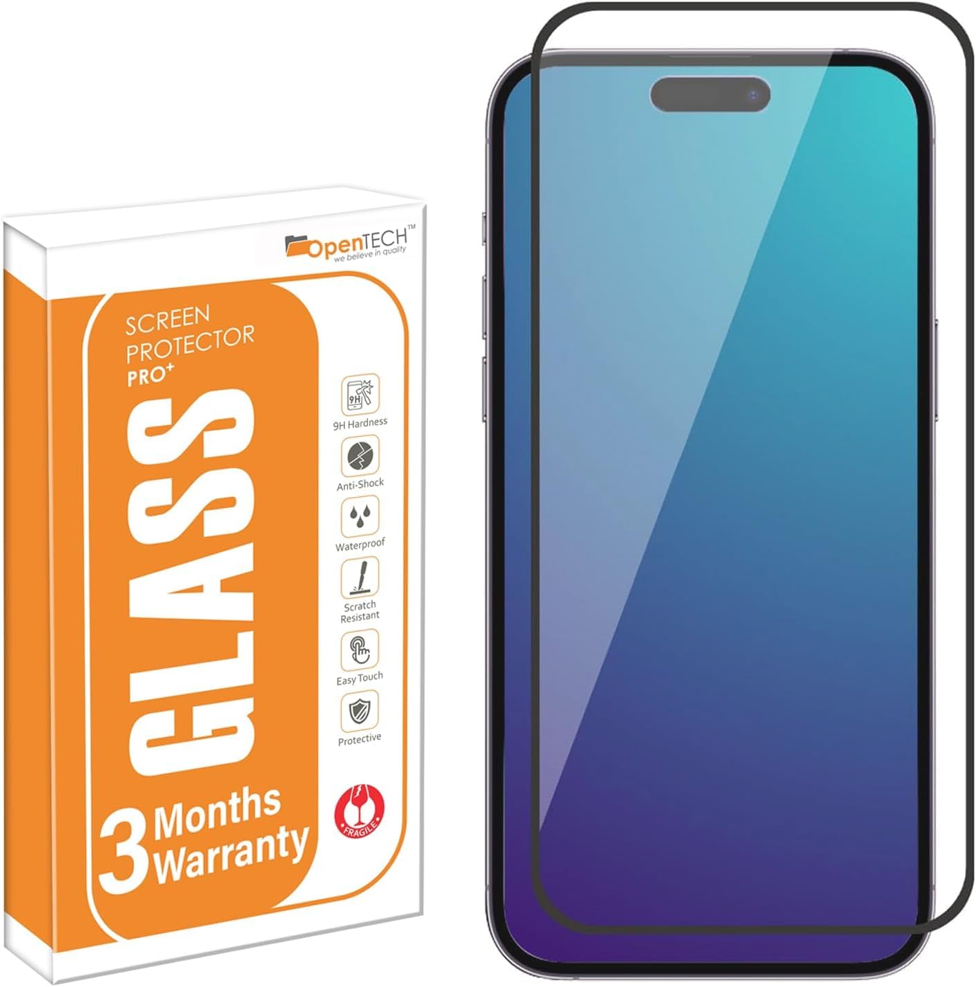 OpenTech® Military-Grade Gorilla Tempered Glass for iPhone 15 / iPhone 16 with Edge to Edge Coverage - Case Friendly Screen Protector, Anti Scratch and Bubble free installation kit