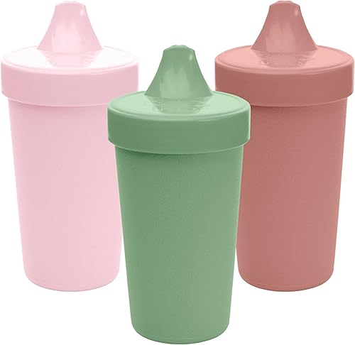 Miniatura 1 de Re-Play - Vasos de 10 onzas, hechos en EE.UU. Vasos antiderrames para la alimentación de bebés, niñas y niños pequeños, en color blanco, rosa hielo