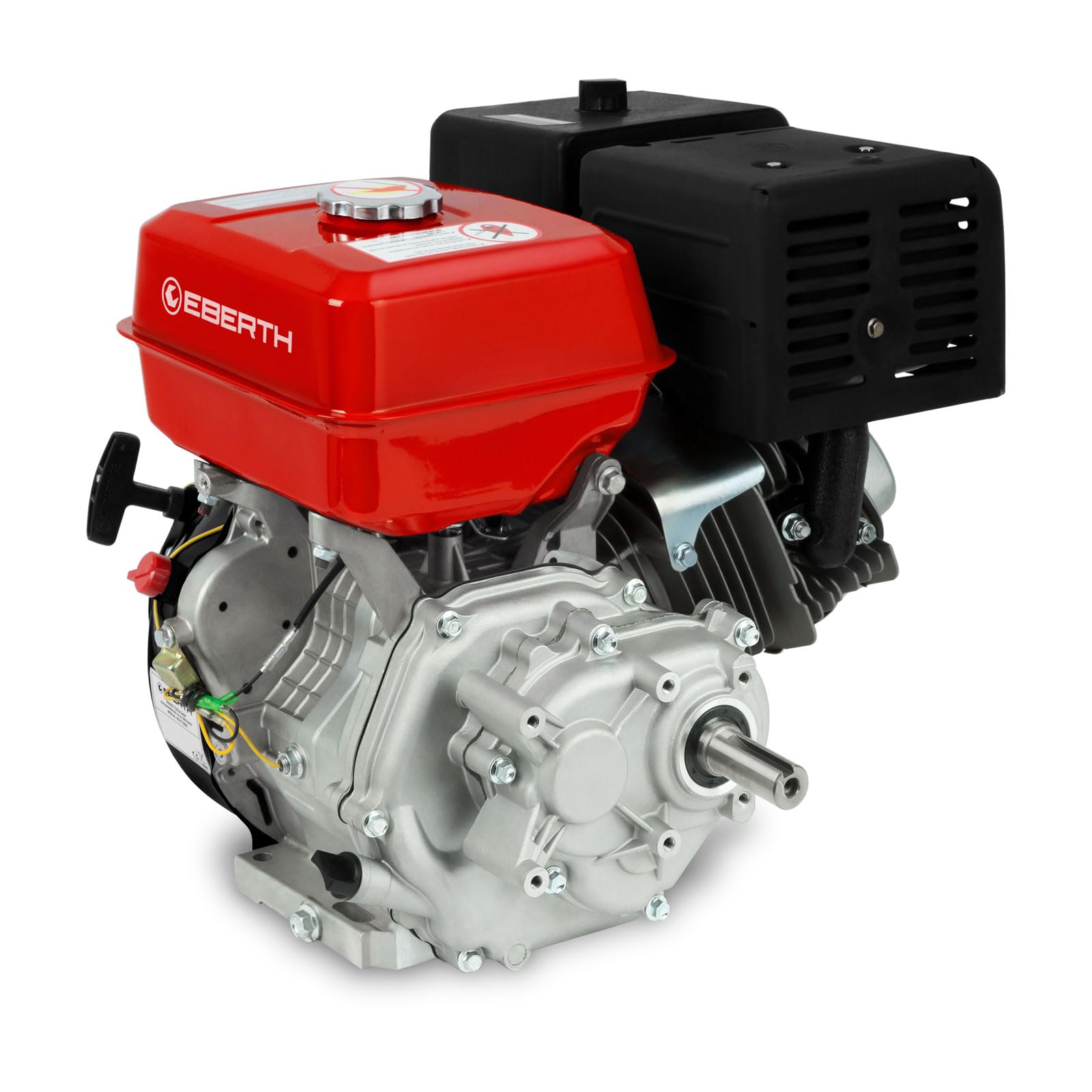 EBERTH 15 CV Moteur Thermique à Essence Moteur de Kart avec Réducteur 2:​1, Arbre de 25 mm Ø, Démarrage par Cable, Sécurité Contre Manque d'huile, 4 Temps, 1 Cylindre, 420 CC Cylindrée