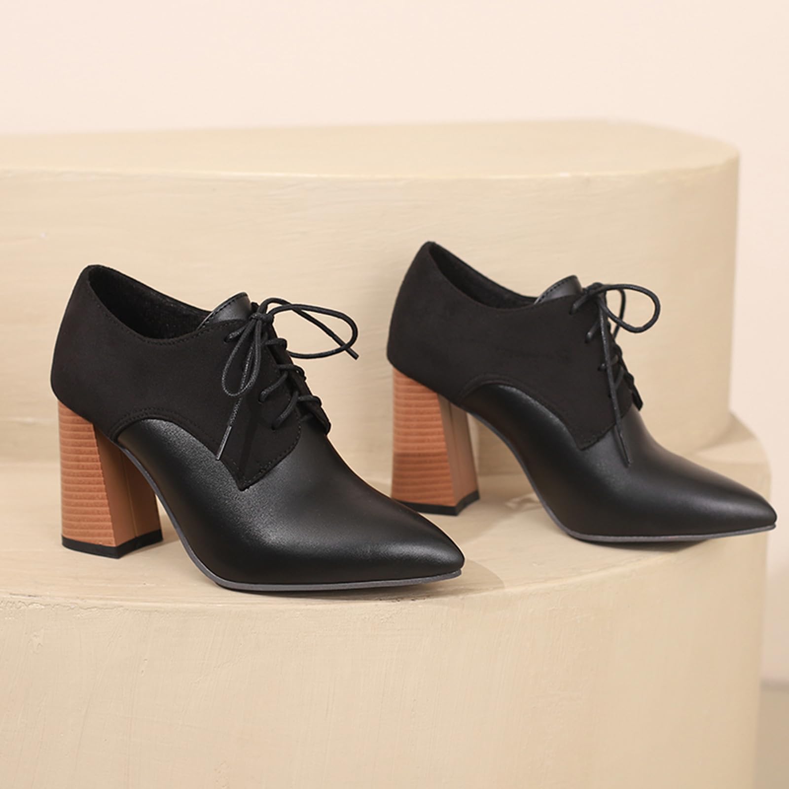 Damen Stöckelschuhe 8cm Blockabsatz – Business-Events & Büro-Feier, Leichter Spitzenschuh mit Modernem Design