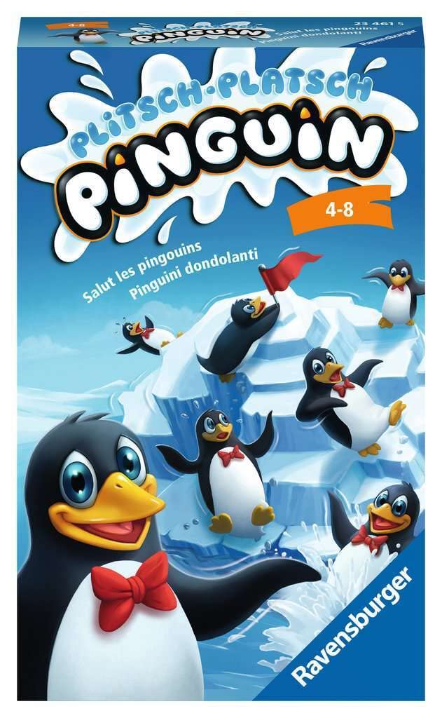 Ravensburger 23461 - Plitsch Platsch Penguin, Gift Game for 1-4 Players, Children's Game from 4 Years, Compact Format, Travel Game
