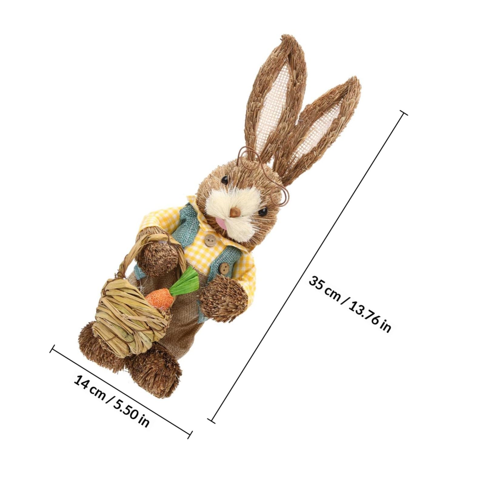 Kichvoe Decorazione Coniglio Pasquale 2 Pezzi in Paglia e Cotone, Statua Coniglio 35 Cm, Decorazione Casa e Torta, Stile Adorabile