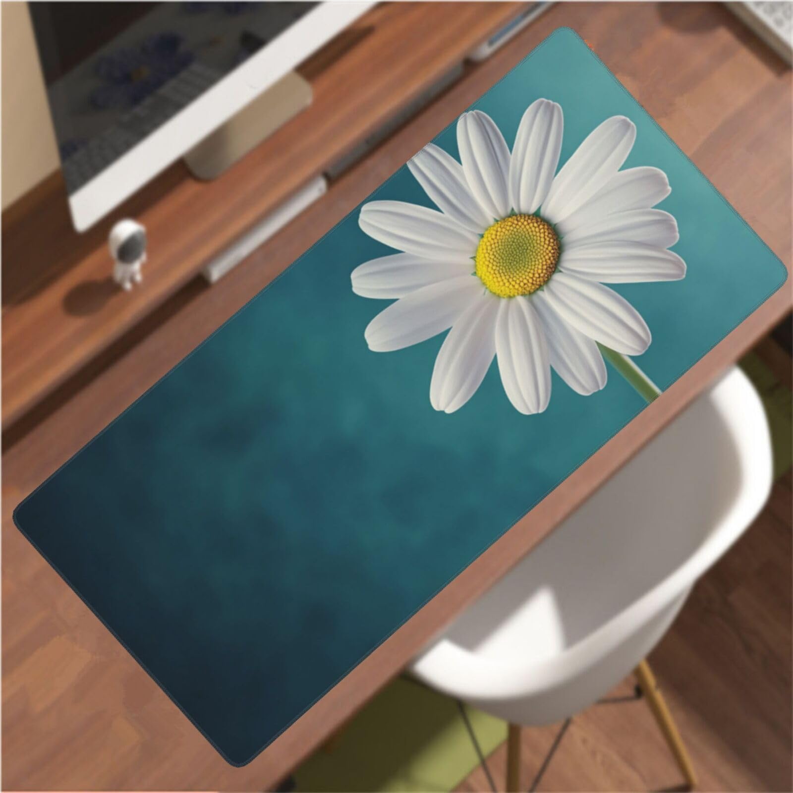 Tapis de Souris XXL 90 x 40 cm, Vert & Fleur Tapis de Bureau G688