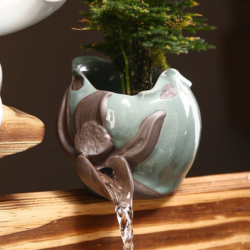 Cascada Fuente de Mesa con Agua Corriente for Oficina, decoración del hogar, pecera cerámica, Sala Estar, artesanía paisajística Fuente Interior