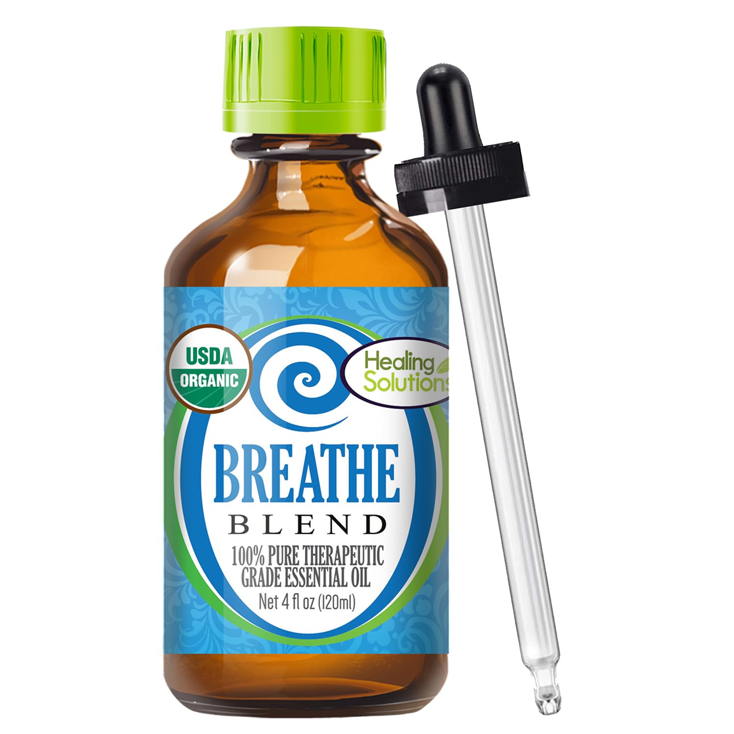 Healing Solutions Breathe Essential Oil Blend - 4 oz (120 ml) Organic, Pure, Undiluted - Breathe Easy Oil for Humidifier, Diffuser, Aromatherapy