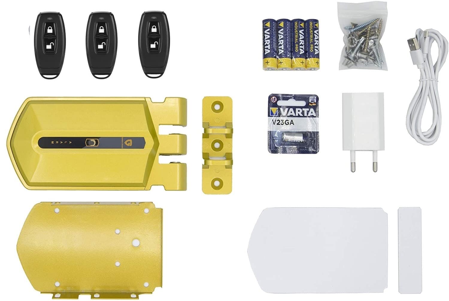 Cerradura inteligente Invisible Golden Shield Alarm 95db 3 mandos, con detección anticipada (Cuando fuercen la puerta antes de que la abran la alarma saltará)