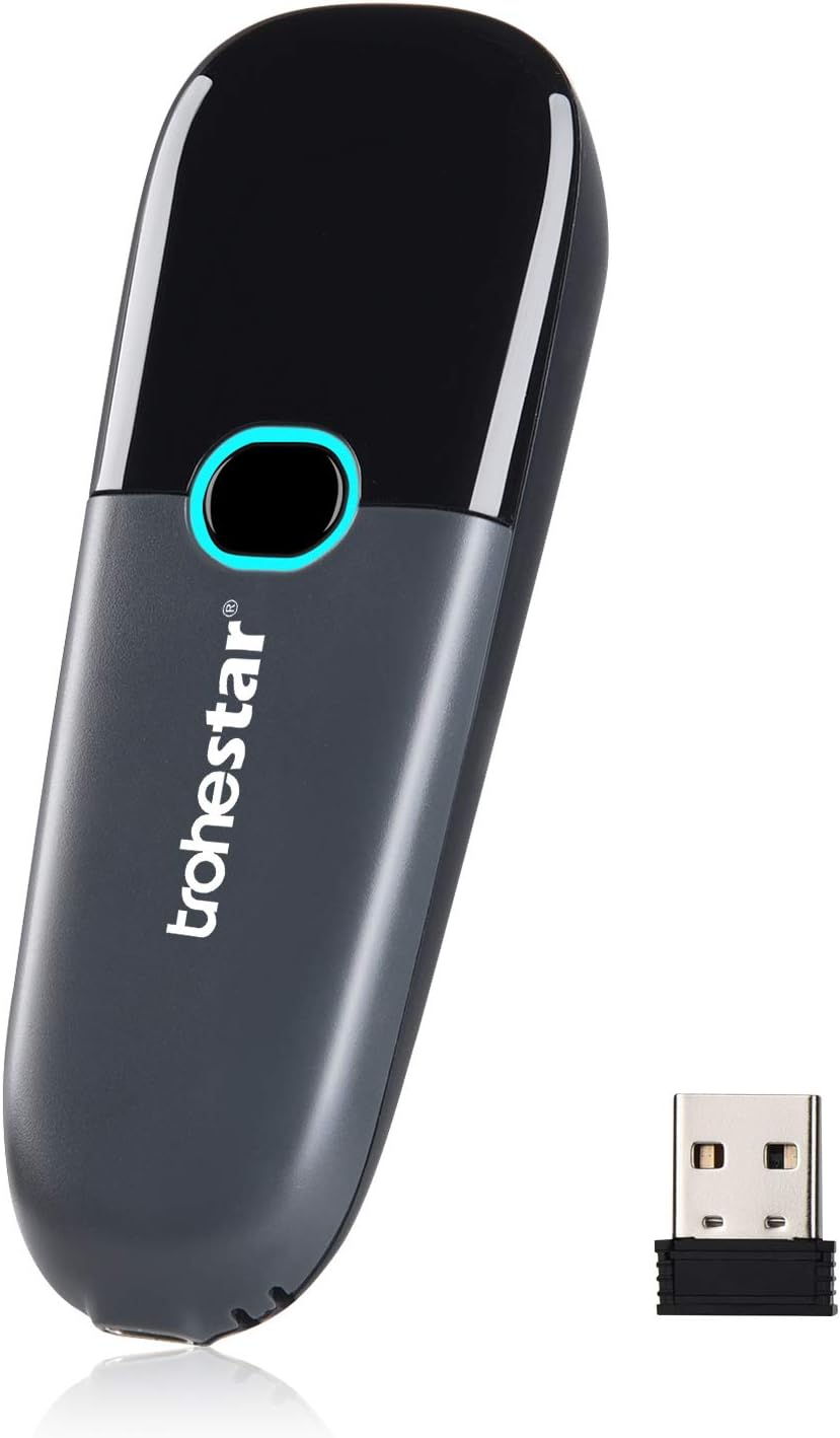 Wireless Barcode Scanner Support Bluetooth 2.4GHz USB Connection,1D Barcode Reader, Handhold Bar Code Reader for Windows, Mac, Android, iOS (N3-1D-Grey)