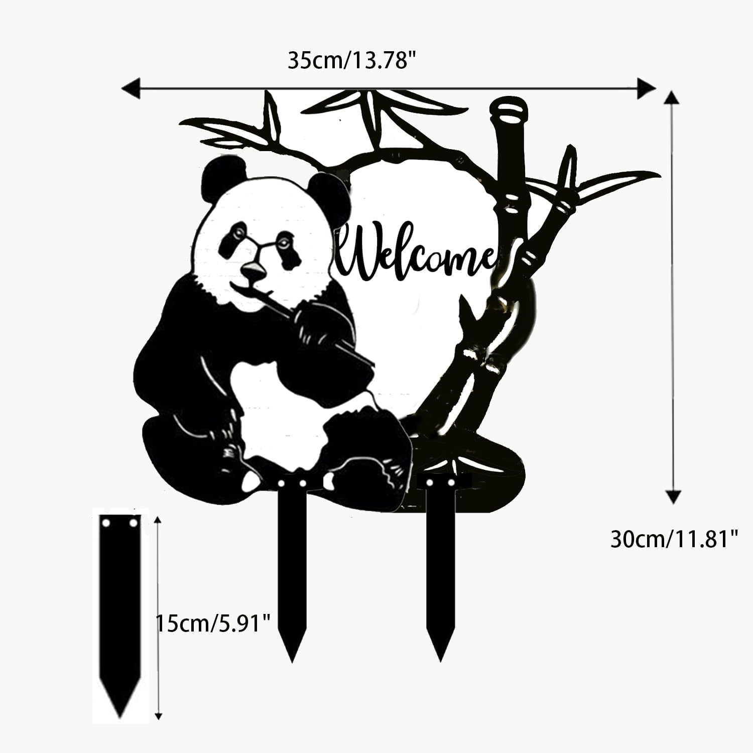 Panda Garden Decor for Outside Silhouette Statues Garden Stakes Outdoor Metal Animal Decorations Yard Art for Patio Lawn Ornaments Birthday Gift for Women Mom Men 13.78 * 11.81 inch / 35 * 30cm - Image 7