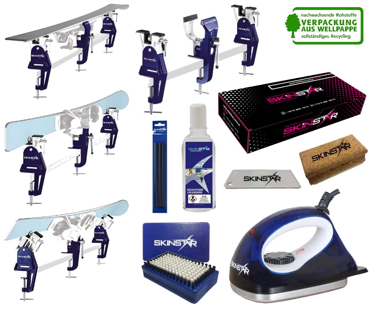 SkinStar Profi Skiwax Set 11-teilig mit Bügeleisen Alpin - Nordic - Board