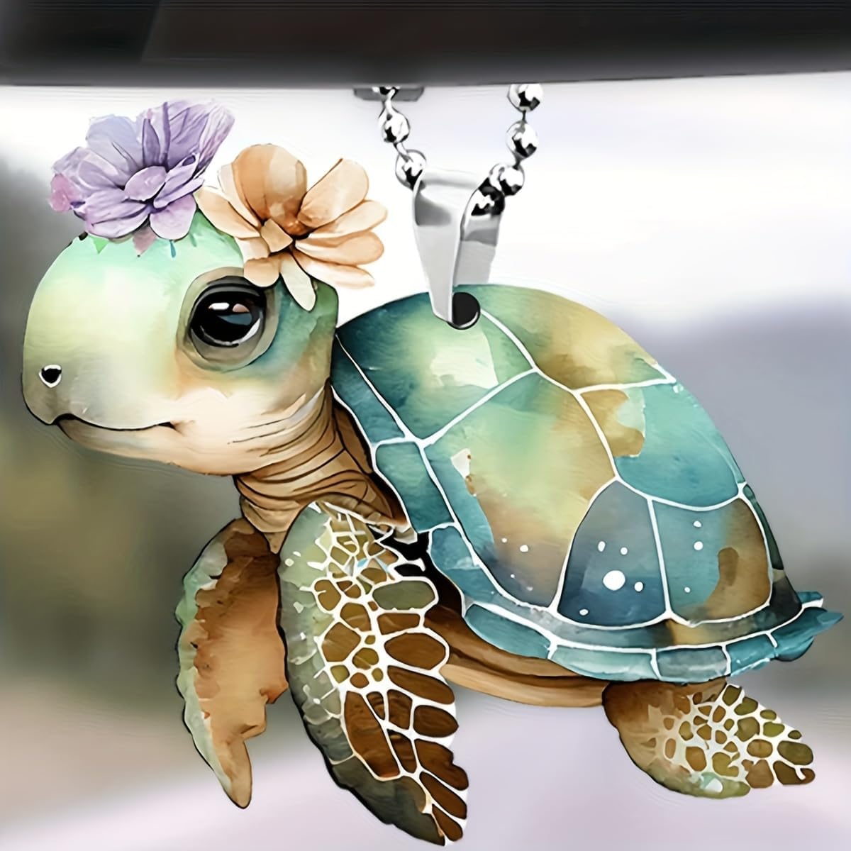 Maciebelle Rear View Mirror Accessories, Sea Turtle Gifts, Christmas Ornaments for Tree, Mirror Hanging Car Interior Accessories, White Elephant Gifts for Women