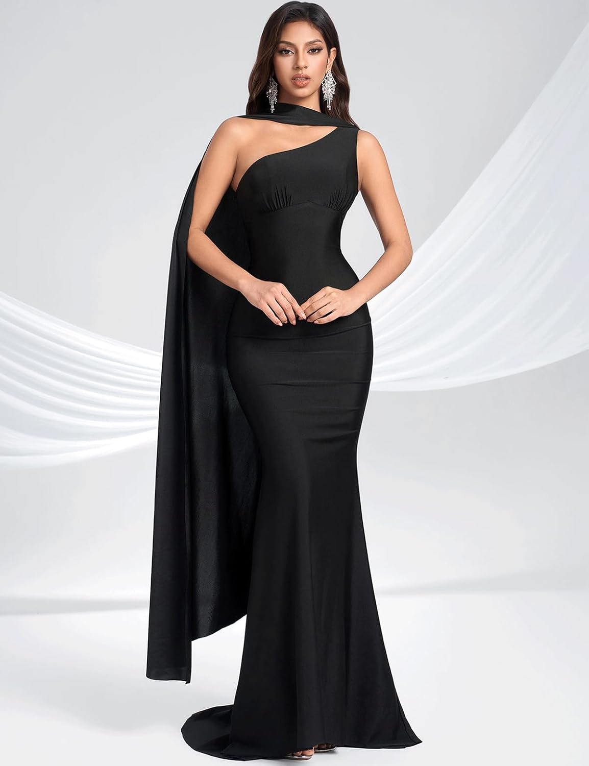 Women's Sexy One Shoulder Sleeveless Bodycon Dresses Evening Maxi Formal Dress - Image 6