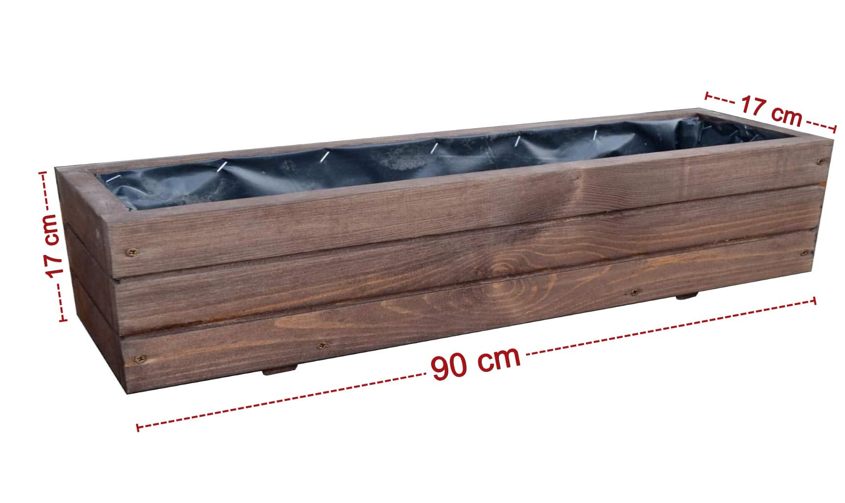 FKL DESIGN Home Deco Jardinera de Madera Jardinera terraza jardín 14 litros Totalmente montada D6 Palisandro (Longitud 90 cm)