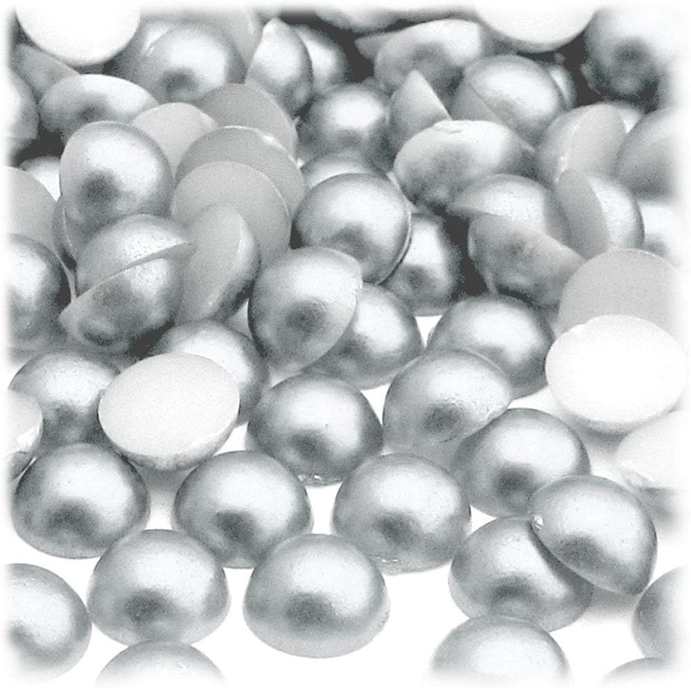 144-pc Pearl Finish Half Dome Beads, Round, 10mm, White Silver