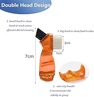 Vista 2 de Juego de 4 mini cepillos de limpieza de dentaduras postizas con cerdas multicapas, cepillo portátil de doble cara para limpieza de dientes postizos