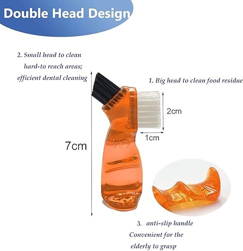 Miniatura 2 de Juego de 4 mini cepillos de limpieza de dentaduras postizas con cerdas multicapas, cepillo portátil de doble cara para limpieza de dientes postizos,