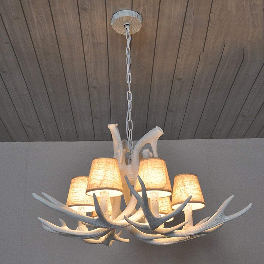 SYAXVOM Antler Chandelier American Country Living Room Dining Lamp Nordic Clothing Store Internet Cafe Creative Personality Retro (6 Head)