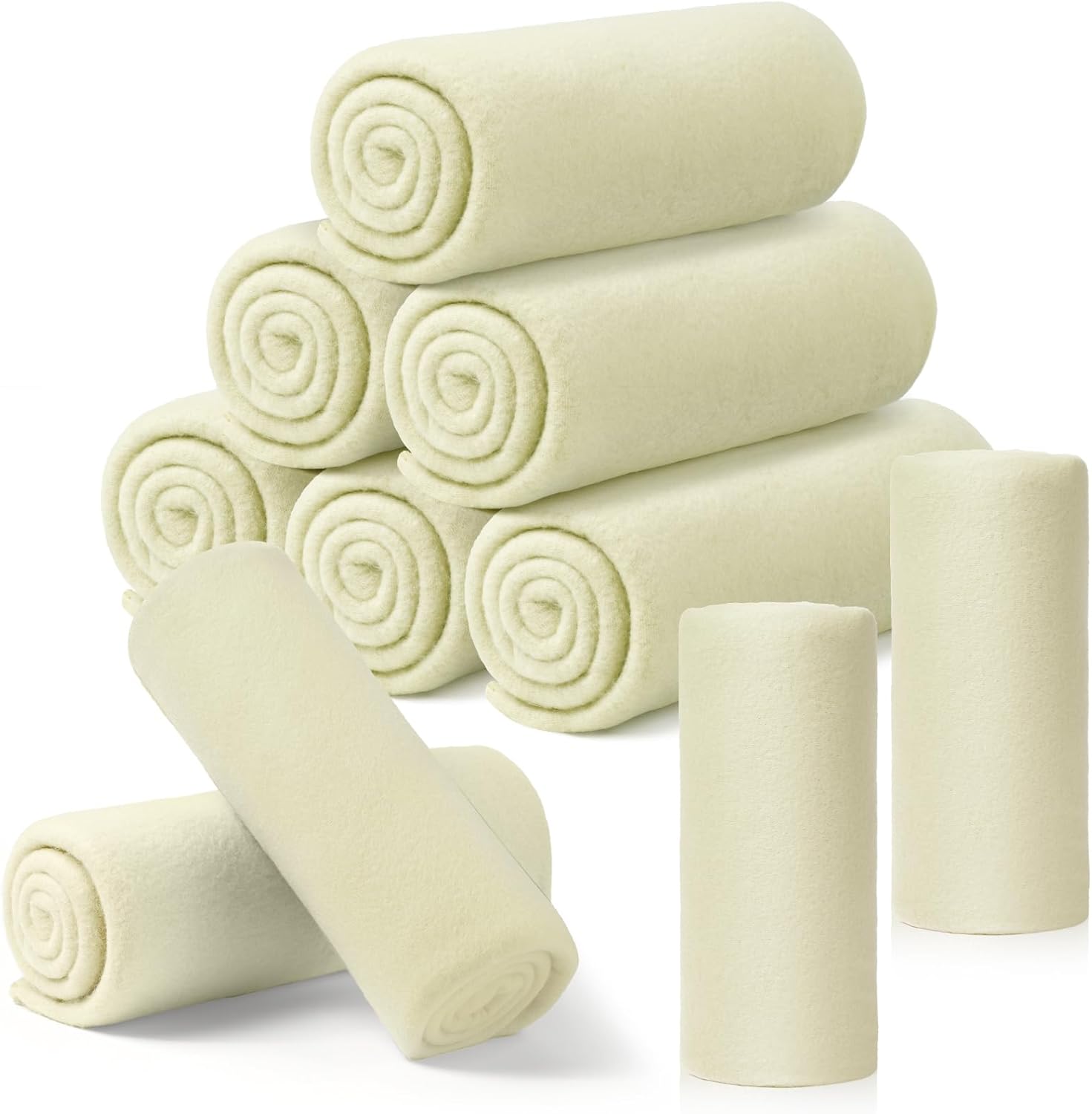 Buryeah 10 Pcs Fleece Blanket Bulk Soft Warm Fleece Blankets Cozy Lightweight Fleece Throw Blankets Plush Fleece Pet Blanket for Home Bed Sofa Office Wedding Gifts Travel Camping (50 x 60, Beige) 50" x 60" Beige