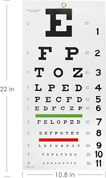Eye Chart, Snellen Eye Chart Wall Chart, with Hand Pointer and Eye Occluder for Eye Medical Exams (3 Piece Set)